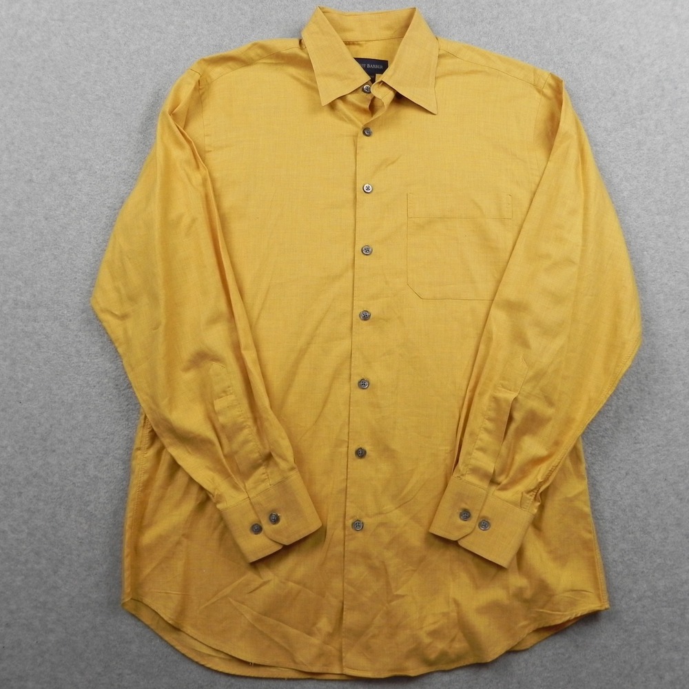 Scott Barber Shirt Mens Medium Mustard Yellow Cotton Button Down Long Sleeve